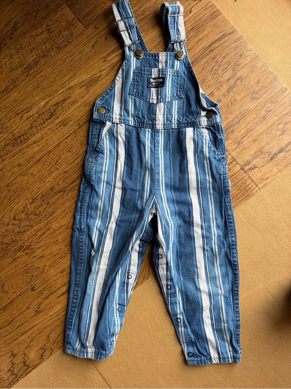 Vtg OshKosh B'gosh Blue Stripe Kids Overalls 4T